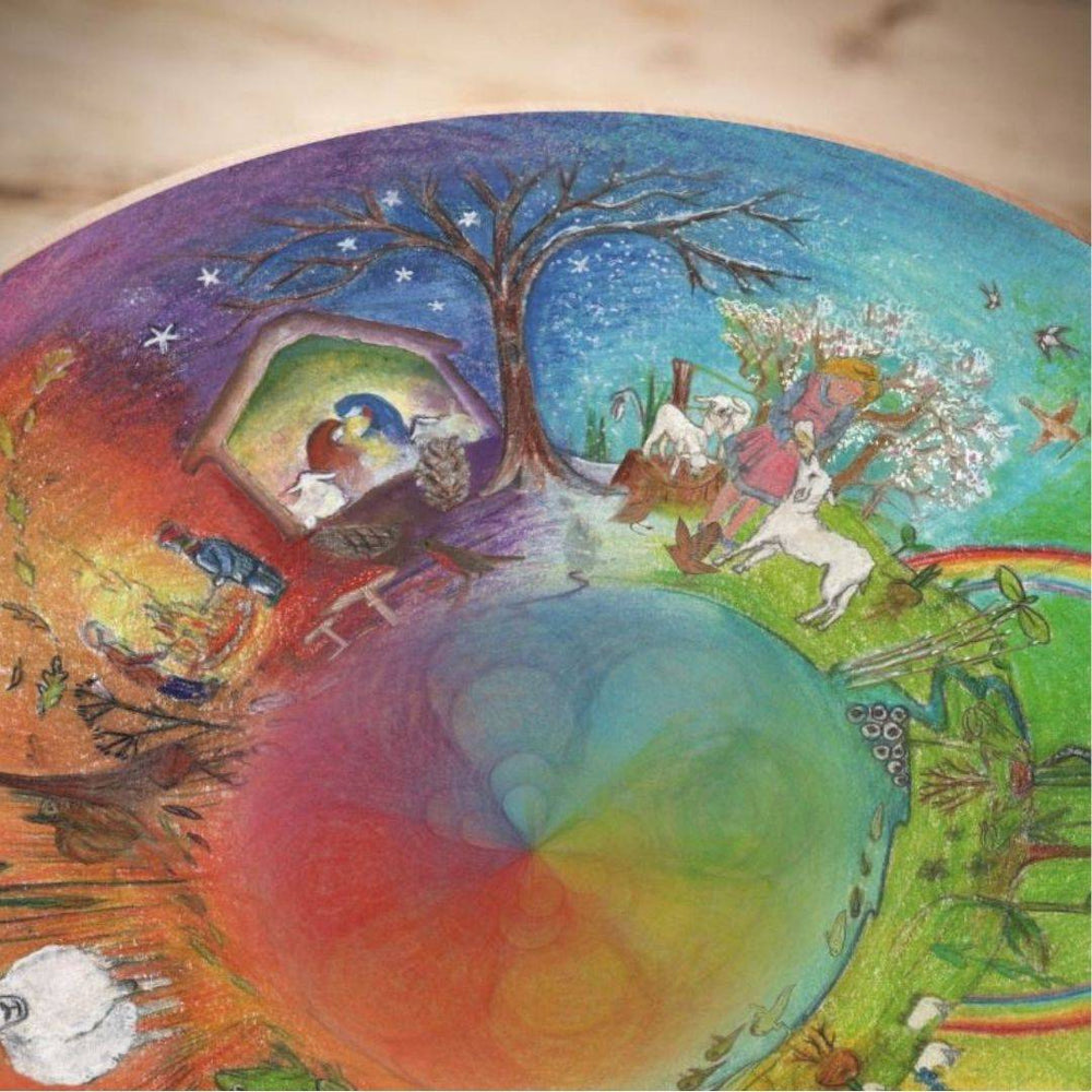 Close-up showing various colorful scenes in different seasons