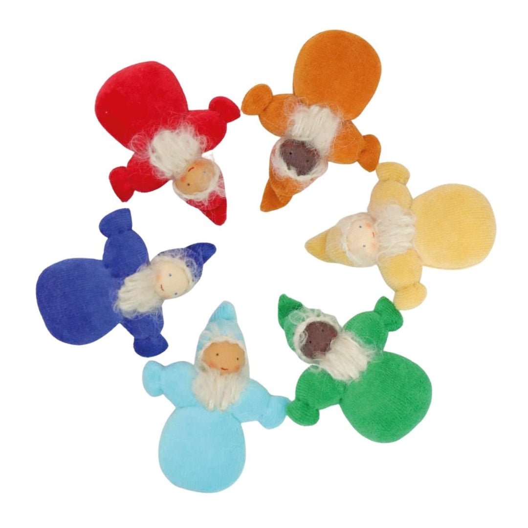 Grimm's Spiel & Holz Rainbow Dwarves - Waldorf Dolls - Set of Six - Bella Luna Toys