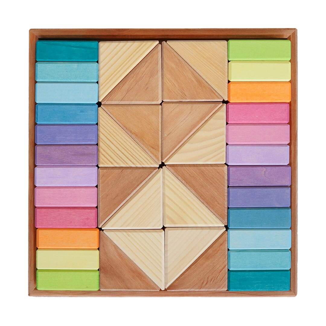Grimm's Pastel Duo Wooden Block Set