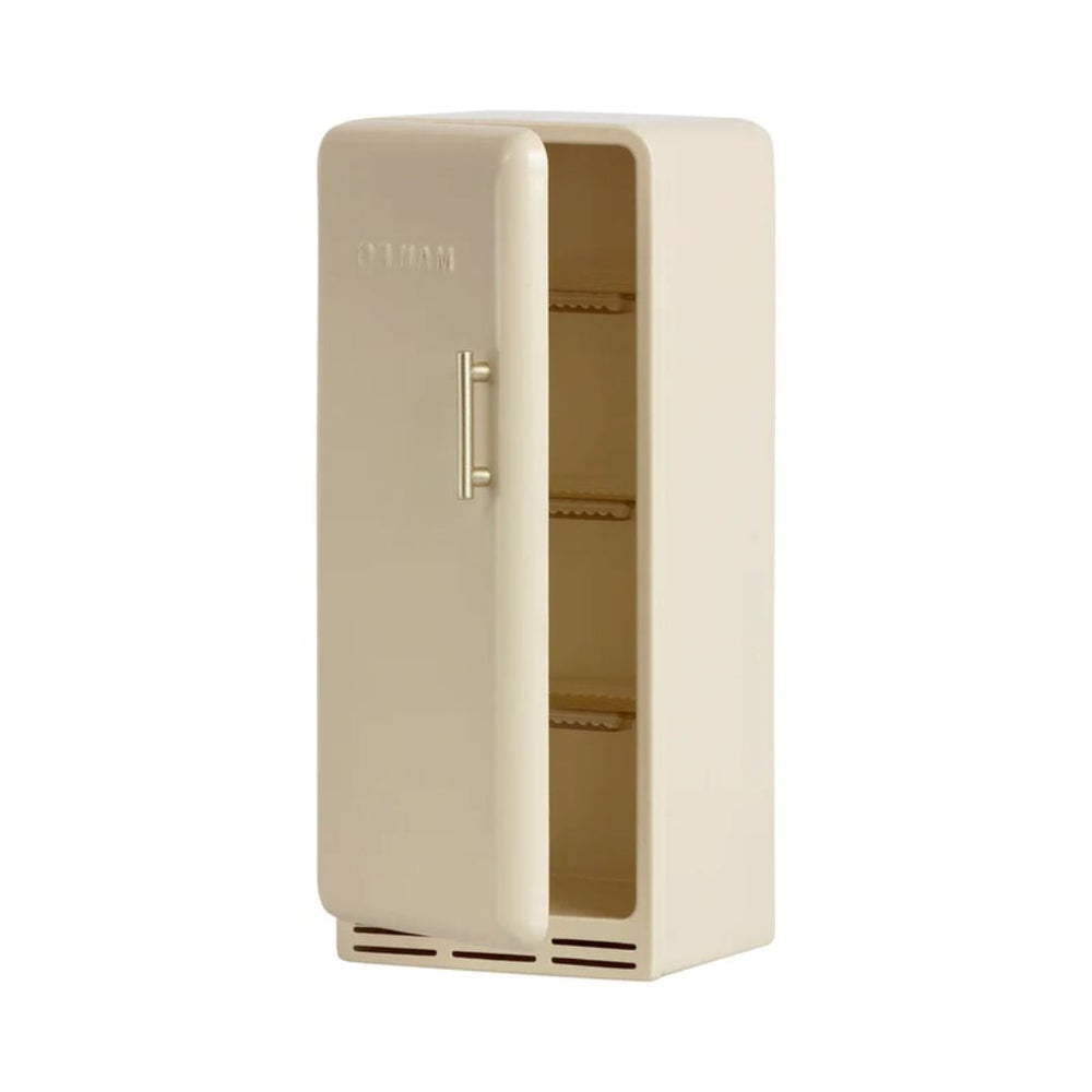 Maileg Miniature fridge - Off white -  Dollhouse vintage fridge, with door peeping open- Oompa Toys