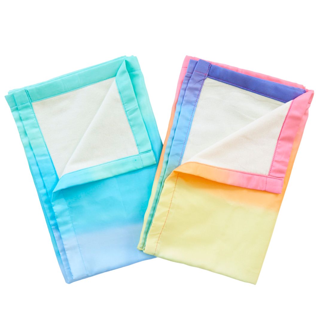 Sarah's Silks- Silks Baby blankets in blue and rainbow- Bella Luna Toys