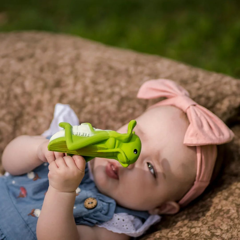 Tikiri Grasshopper Natural Rubber Teether- Bath Toys, Teethers, and Rattles- Bella Luna Toys