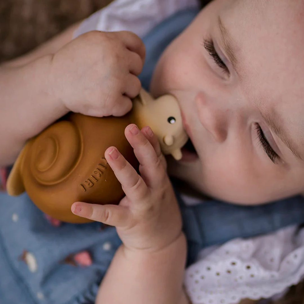 Tikiri Snail Natural Rubber Teether- Bath Toys, Teethers, and Rattles- Bella Luna Toys